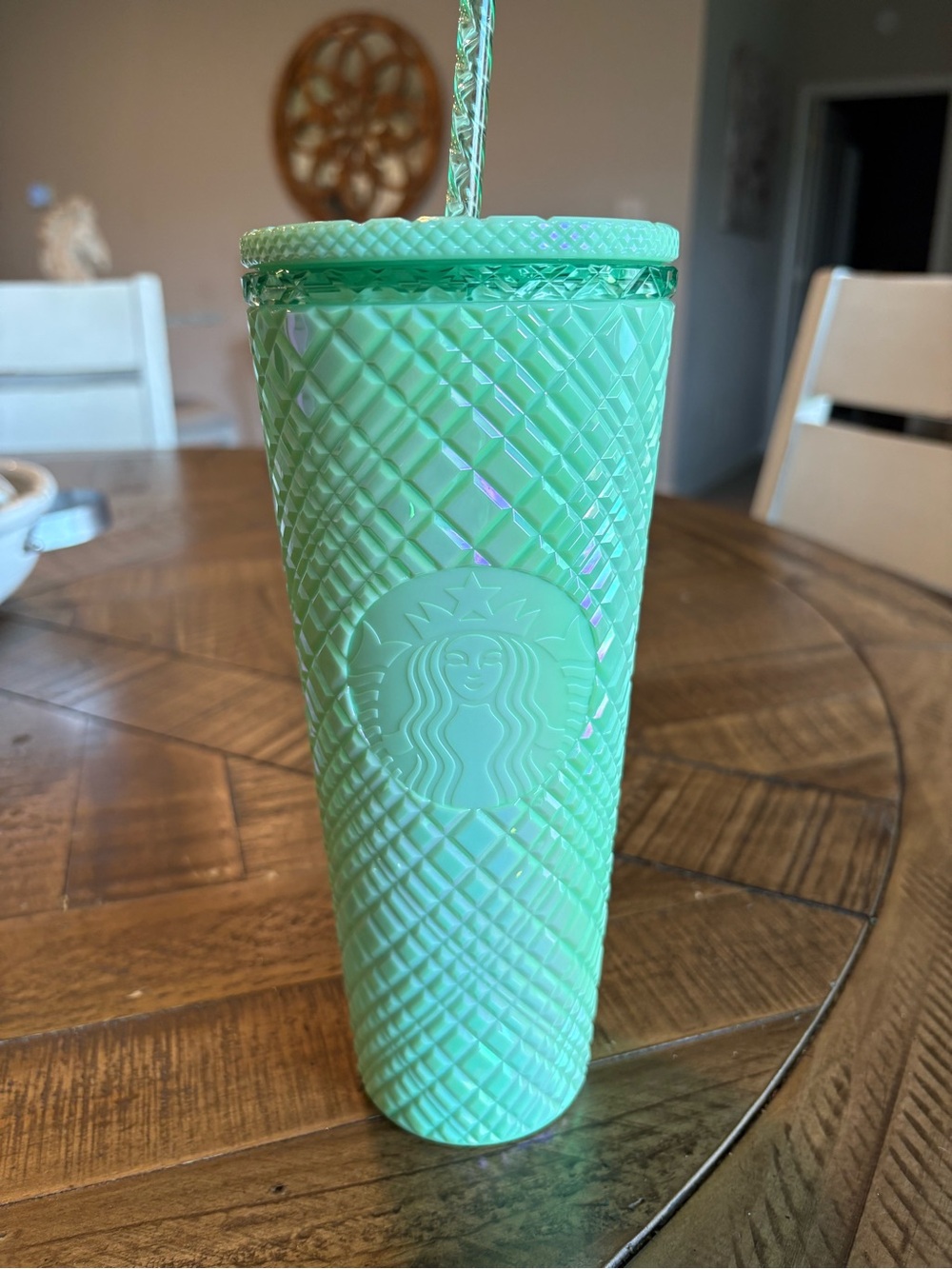 Starbucks Mint Green Diamond-Textured Tumbler with Straw